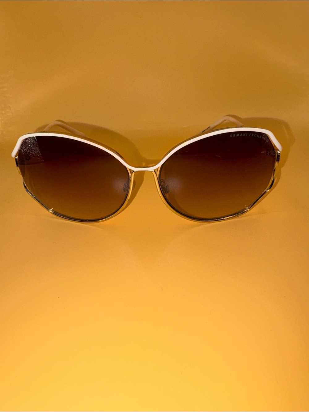 A/X Armani Exchange Women's Gold Frame Brown Gradient Oval Sunglasses